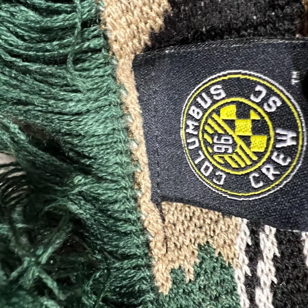 Adidas Unisex OSFA Beige Green Camo Winter Fringe Columbus Crew FC MLS Scarf NWT